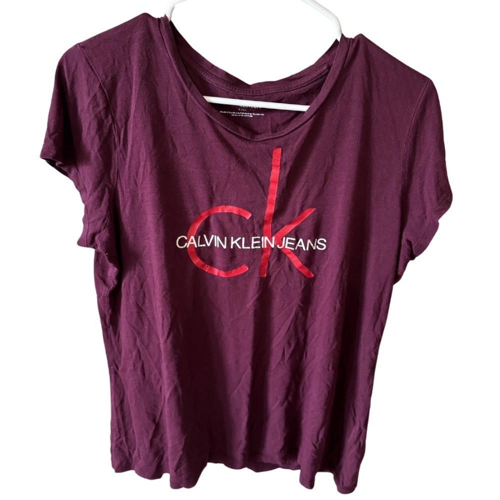 Calvin Klein shirt purple Monogram Logo Boxy Crewneck size L